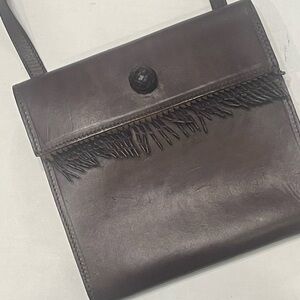 Neiman Marcus Dark Brown Leather Messenger Bag. Crossbody. Italy. Pre-owned